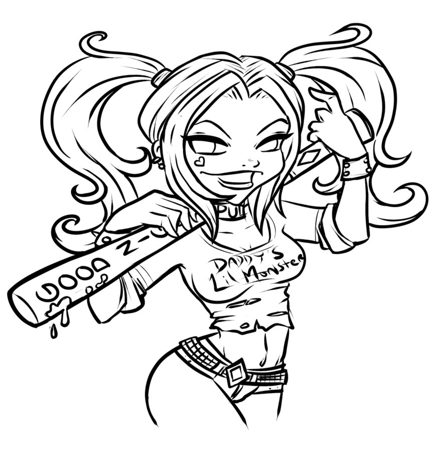 865x924 Harley Quinn Coloring Pages Cute Suicide Squad