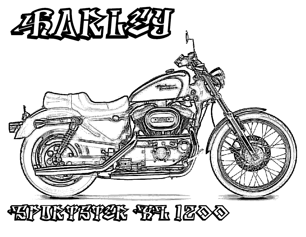 1056x816 Harley Davidson Coloring Pages