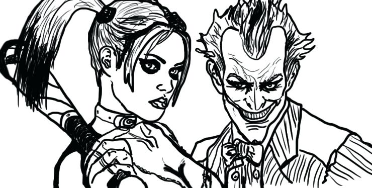 740x374 Harley Quinn Coloring Pages Vintage Joker And Harley Quinn