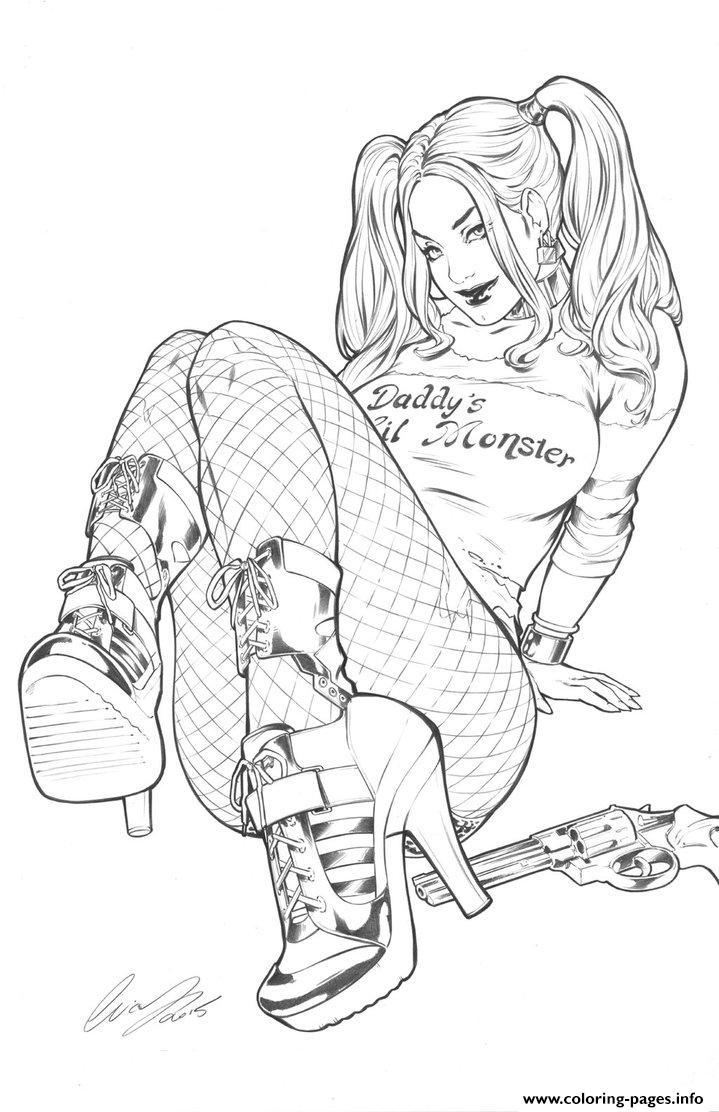 719x1112 Harley Quinn By Elias Chatzoudis Coloring Pages Printable