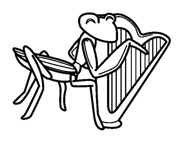 600x470 Grasshopper With Harp Coloring Page Grasshopper With Harp Ant
