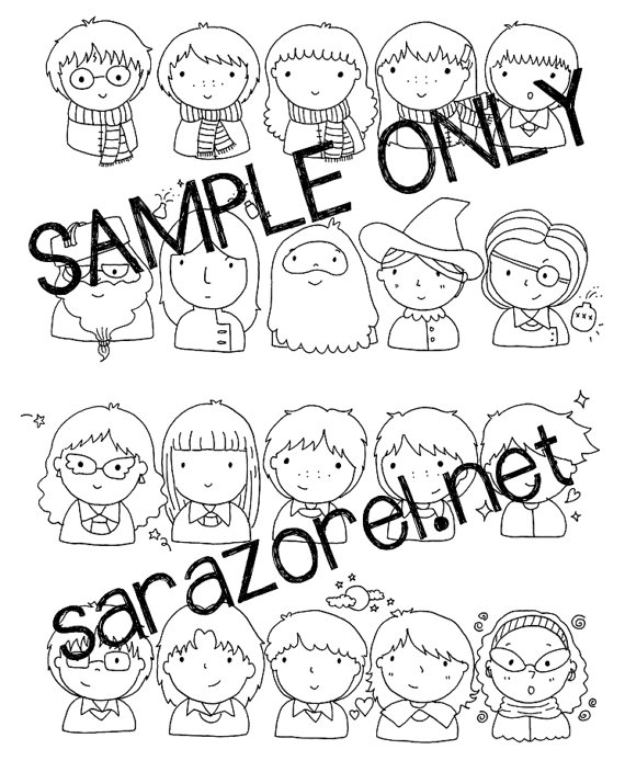 570x704 Harry Potter Doodles Coloring Page Printable Chibi Kawaii