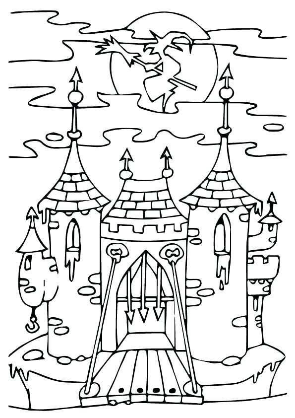 595x842 Haunted House Coloring Pages Haunted Castle Coloring Page Haunted