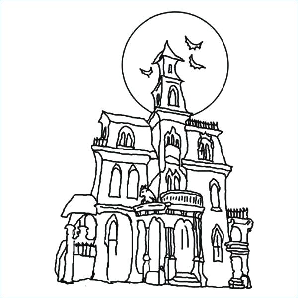 600x600 Haunted House Coloring Pages