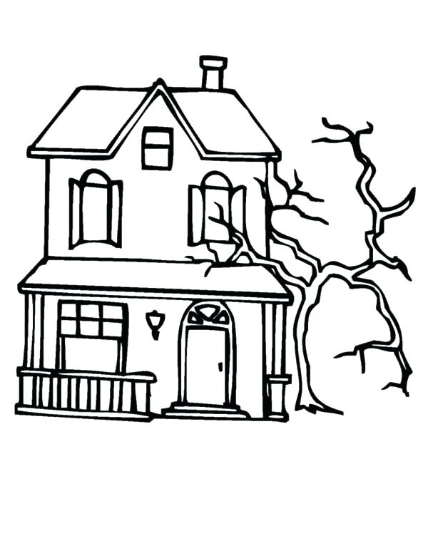 600x776 Haunted House Coloring Sheets