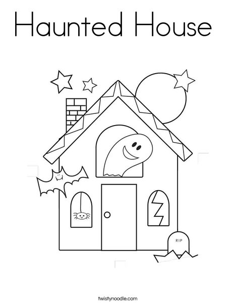 468x605 Haunted House Coloring Page