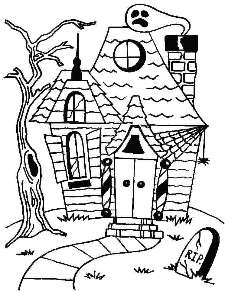 744x964 Haunted House Coloring Pages Drawn Haunted House Printable 2 Scary