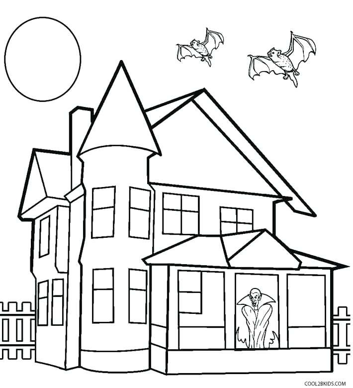 710x780 House Coloring Pages Haunted House Coloring Page House Colouring