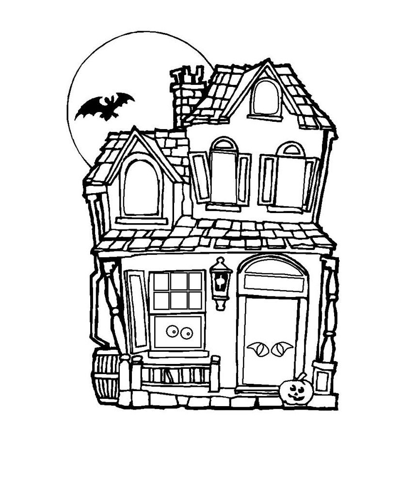 860x983 Awesome Printable Haunted House Coloring Pages For Kids Image