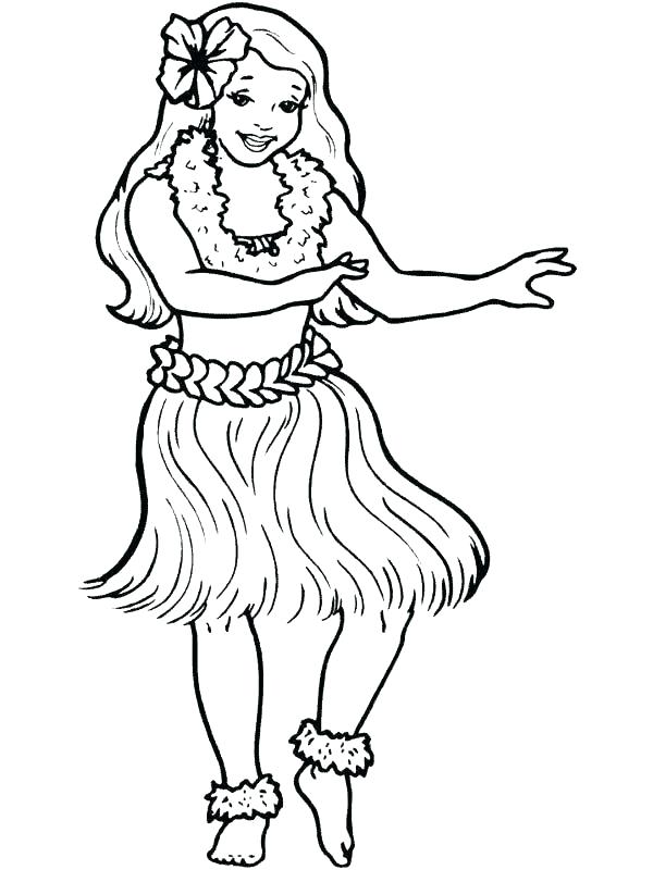 Hawaiian Girl Coloring Pages