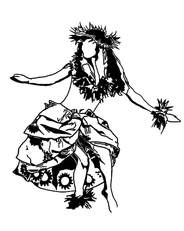 600x750 Hula Girl Performing Hawaiian Dance Coloring Pages Happy Lei Day