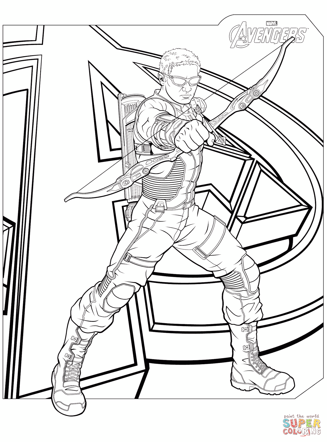 1244x1682 Avengers Hawkeye Coloring Page Free Printable Pages Inside