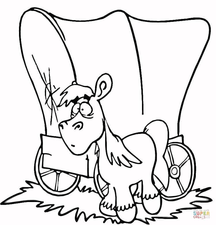 750x783 Covered Wagon Coloring Page On Hay Coloring Pages
