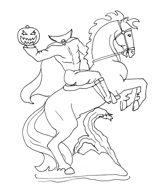 511x600 Headless Horseman Coloring Page Pumpkin Carving Headless Horseman