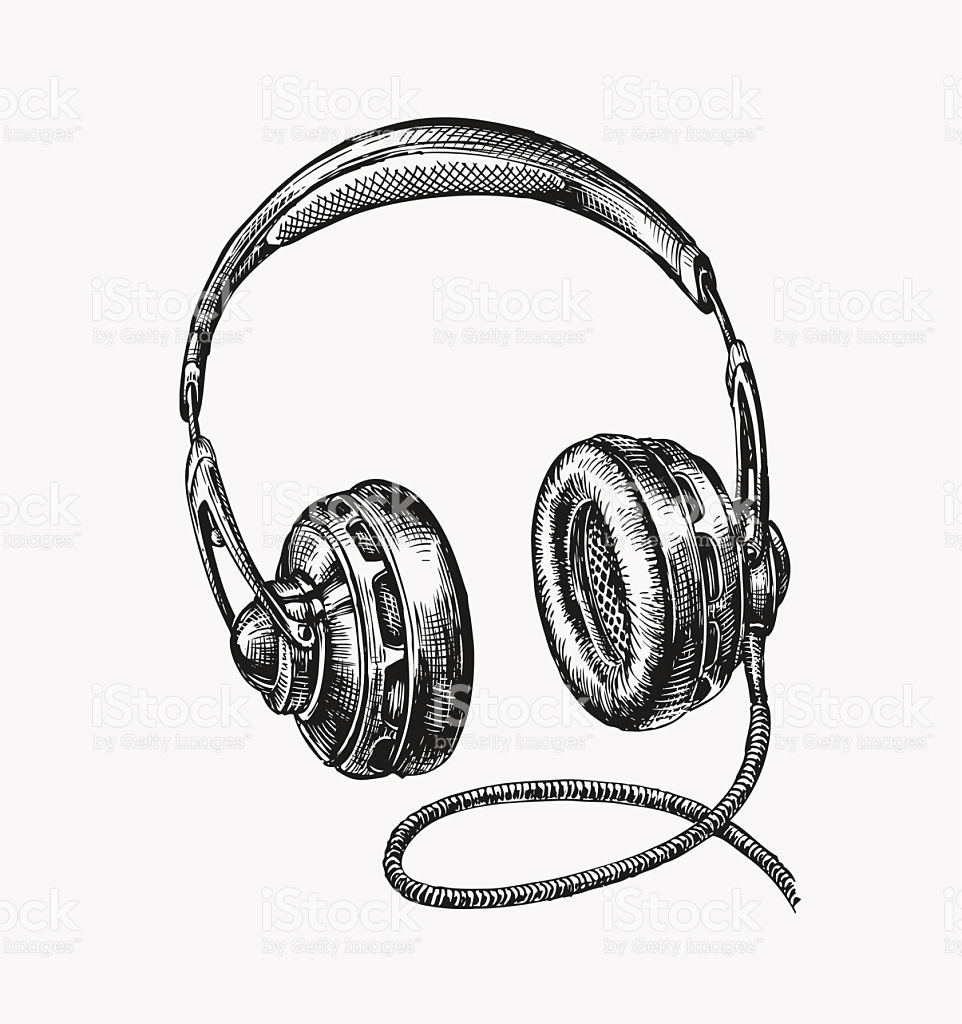 962x1024 Drawn Headphone Graphic 3345682