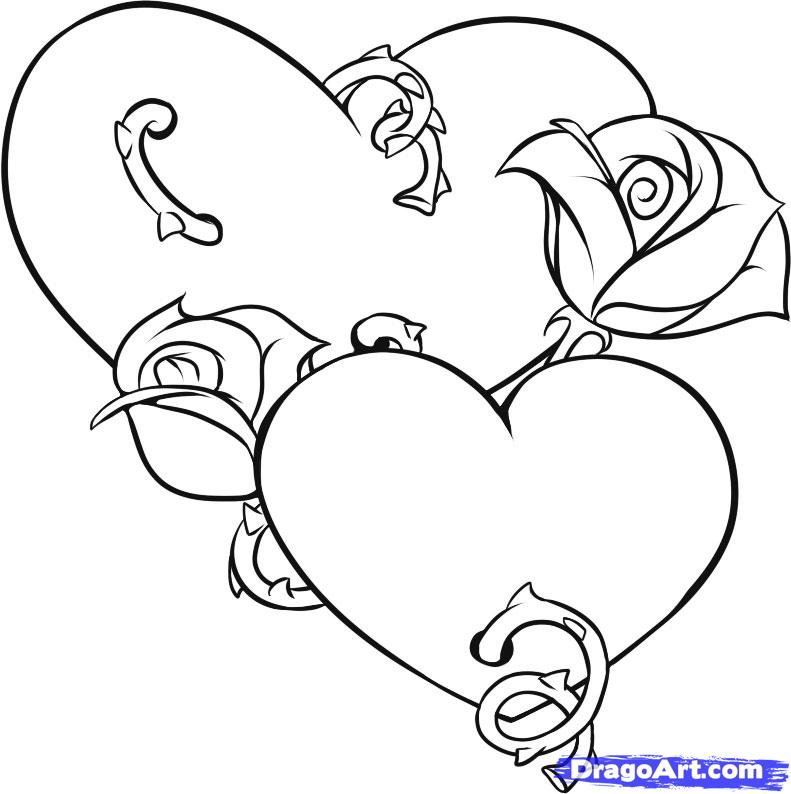 791x794 Hearts And Roses Coloring Pages