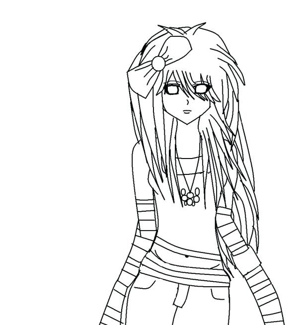600x654 Anime Girls Coloring Pages Anime Girl With Headphones Only