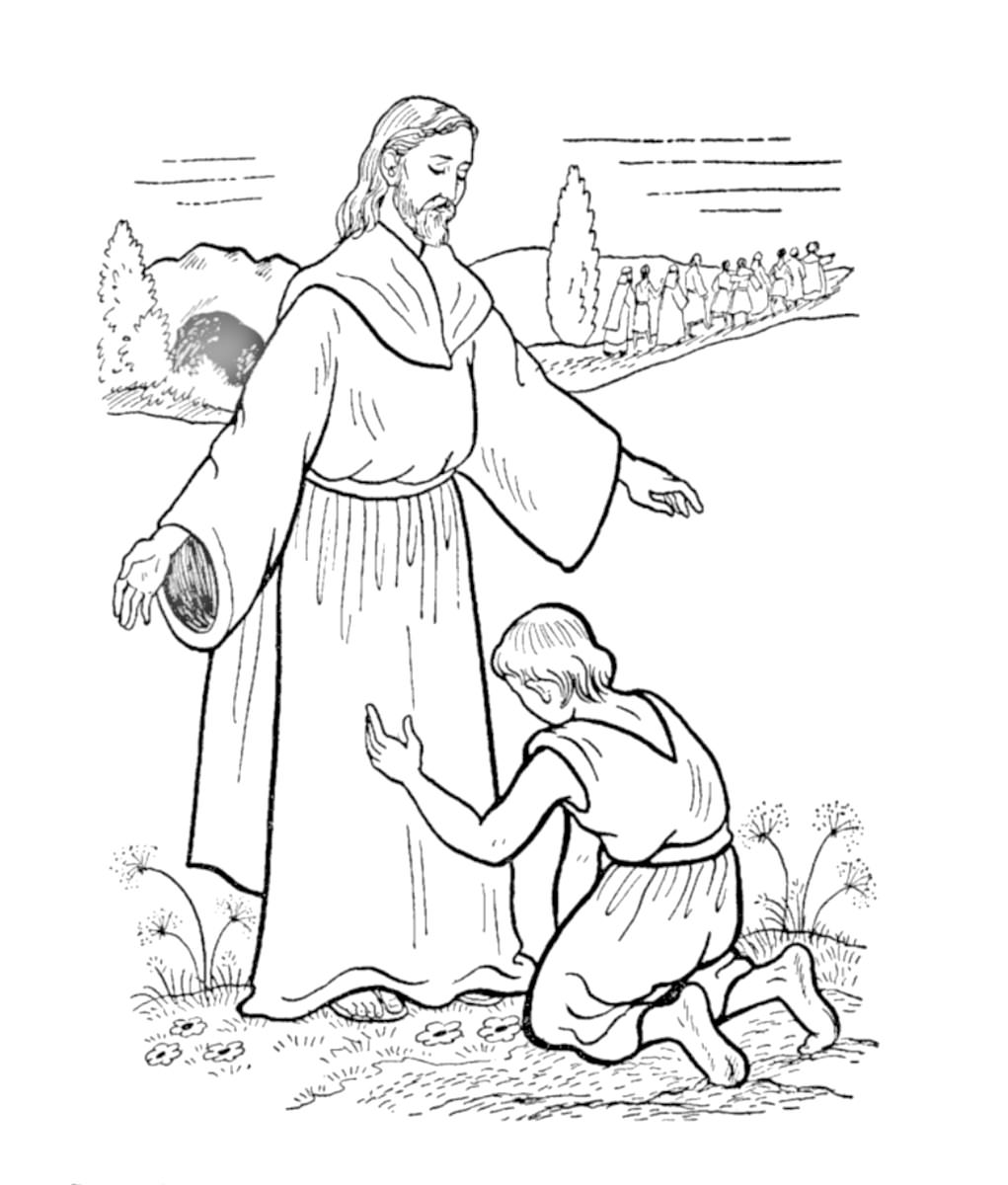 1021x1200 Jesus Heals Ten Lepers Coloring Page
