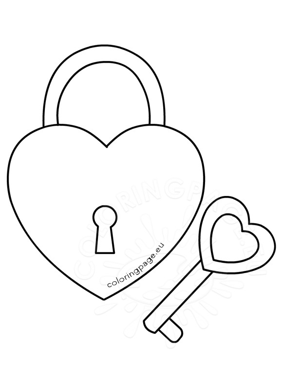 Heart And Key Coloring Pages