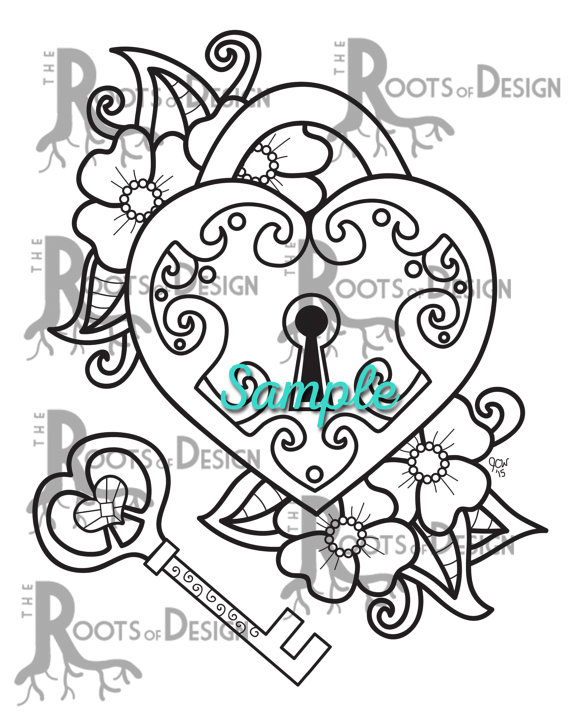 570x713 Instant Download Coloring Page Key To My Heart Doodle Art