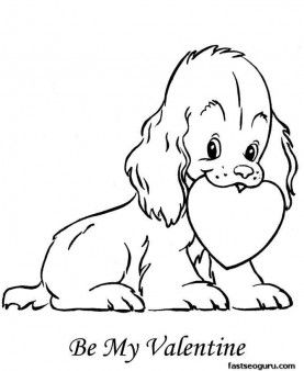 277x338 Printable Happy Valentine Dog With Heart Coloring Pages