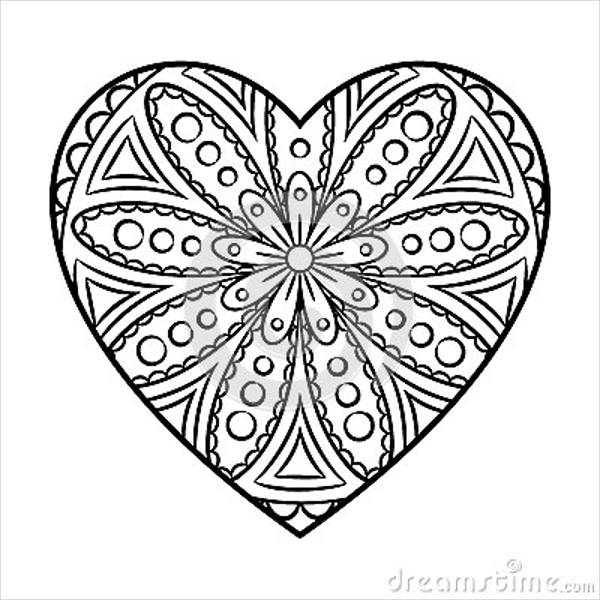 600x600 Heart Design Coloring Pages 8 Heart Coloring Pages Jpg Ai