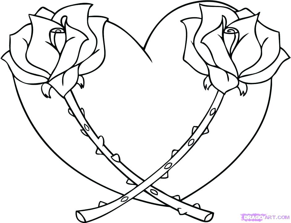 940x719 Coloring Pages Of Hearts And Flowers Coloring Page Of A Heart