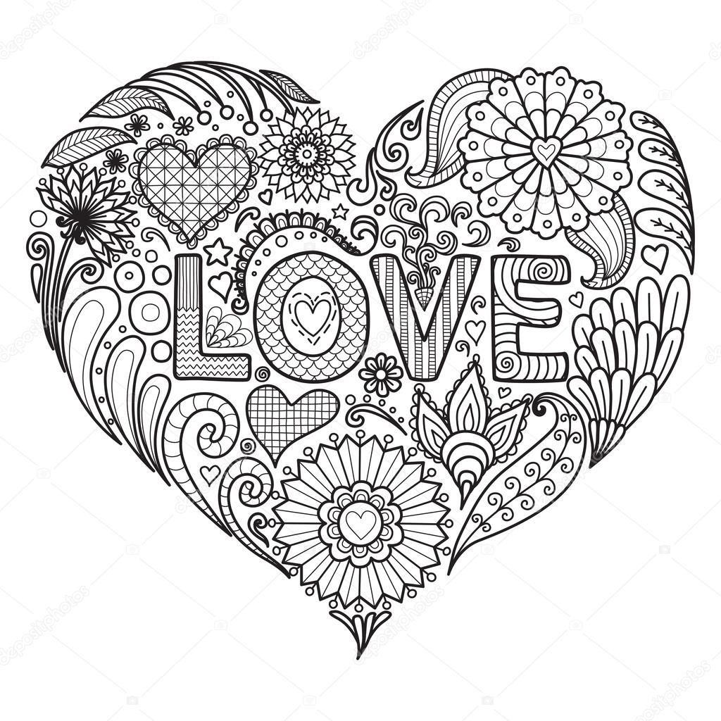 1024x1024 Awesome Coloring Valentine Heart Coloring Page Free Coloring