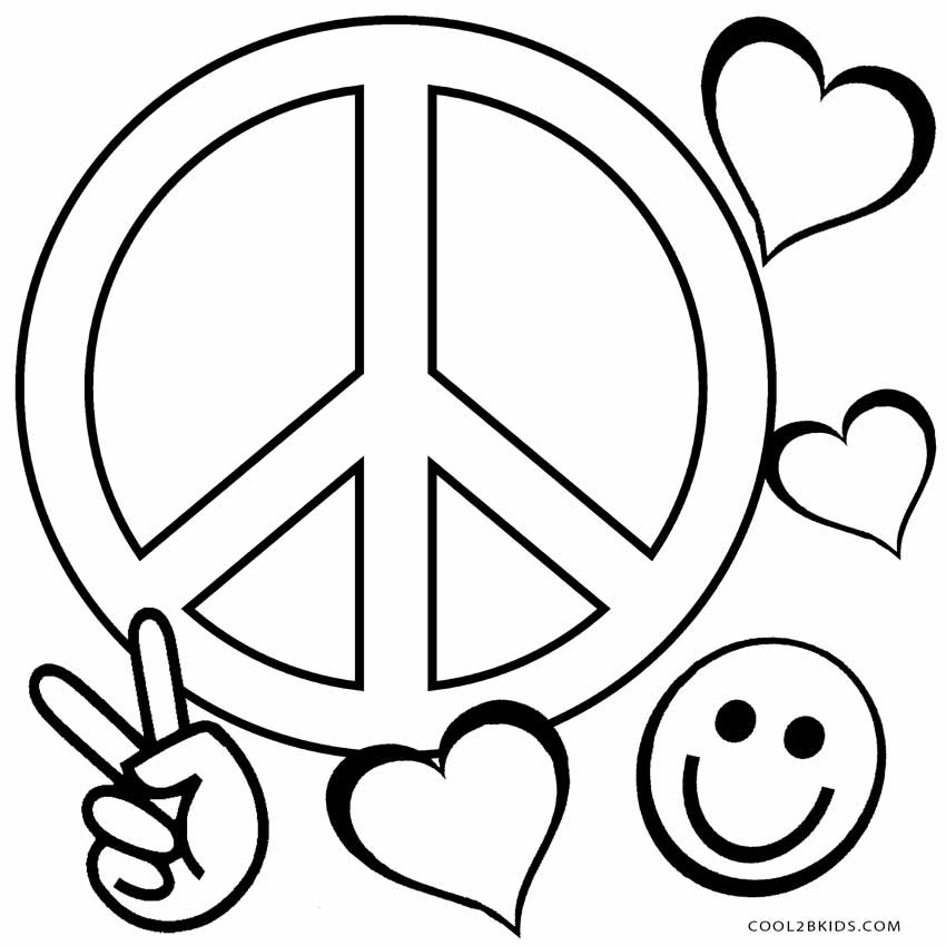 850x850 Printable Coloring Pages Of Peace Signs