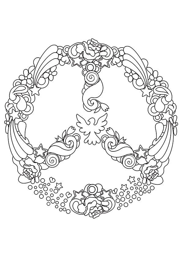 595x842 Trendy Inspiration Ideas Peace Sign Coloring Pages Adult Cool