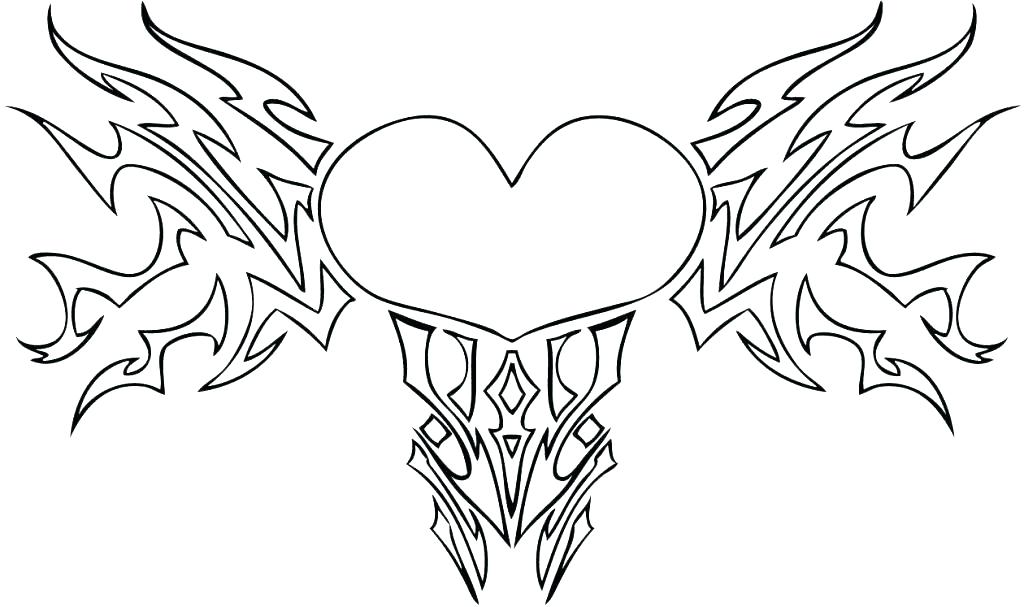 1024x607 Hearts With Wings Coloring Pages Heart Coloring Page Heart