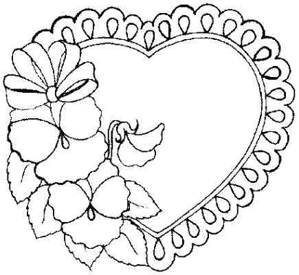435x400 Heart Color Pages Coloring Pages Of Flowers And Hearts Printable