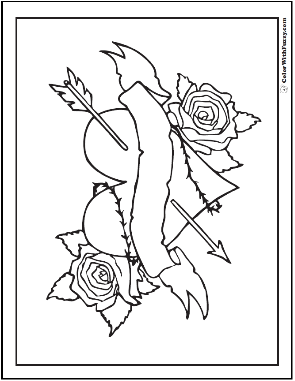 Heart With Arrow Coloring Pages