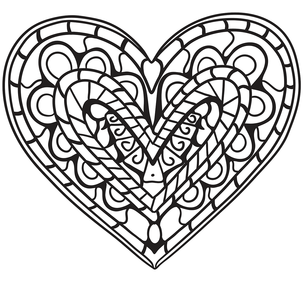 1159x1080 Coloring Sheets With Hearts Heart Pages Marvelous For Kids Anatomy