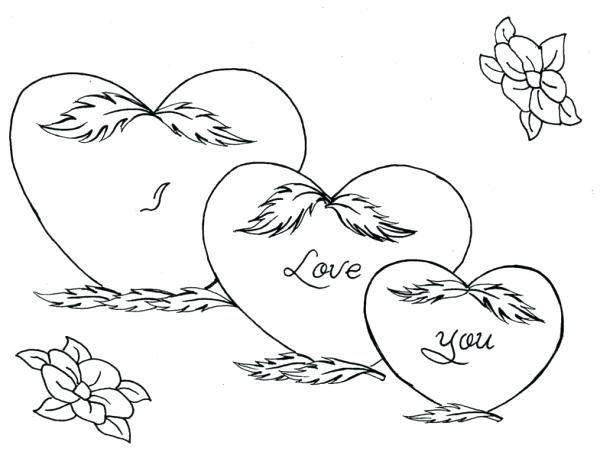 600x458 Hearts Roses Coloring Pages Hearts Roses Three Hearts