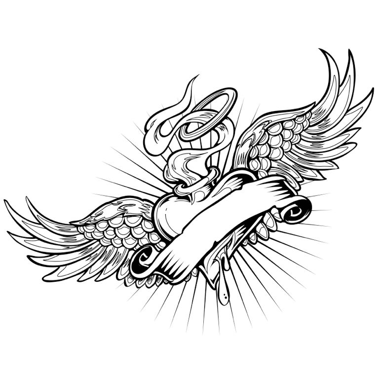 768x768 Heart With Wings Coloring Page Tattoo Colorfy App