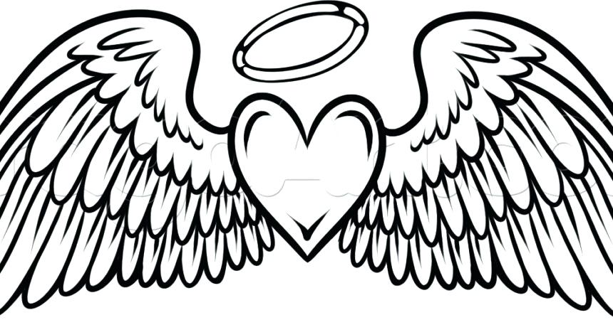 860x450 Astonishing Remarkable Angel Wings Coloring Pages Print Hearts