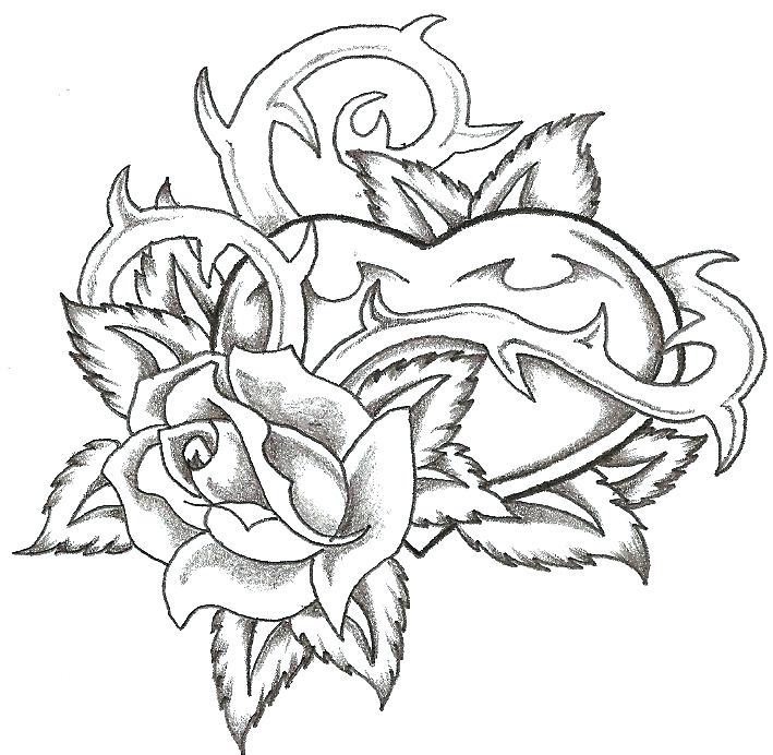 709x692 Coloring Pages Hearts And Roses Heart Coloring Pages Printable