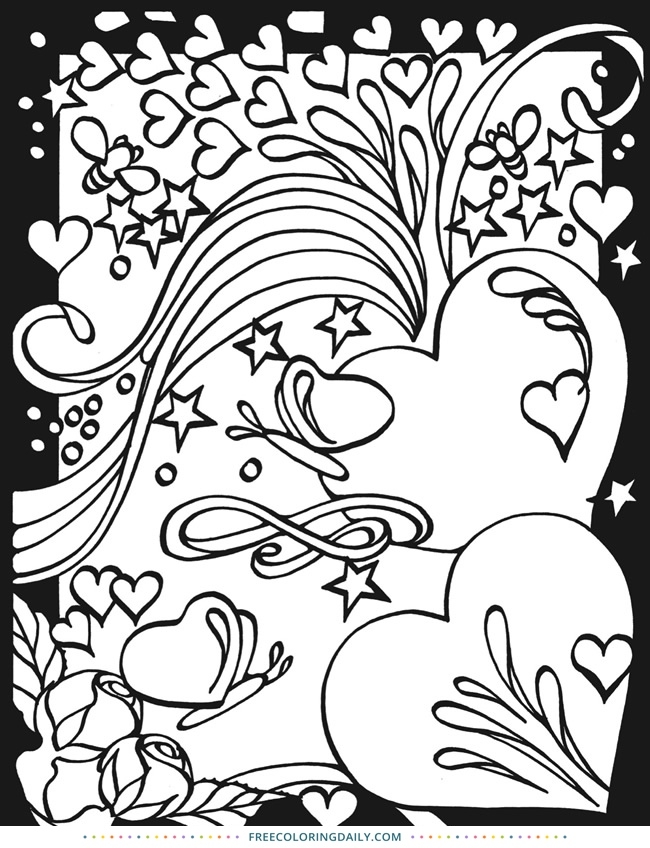 650x848 Free Hearts Amp Stars Coloring Page Free Coloring Daily Intended