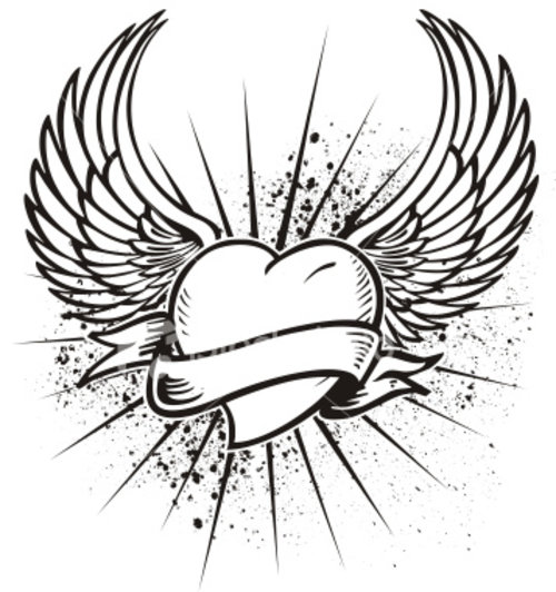 500x532 Heart With Wings Coloring Pages