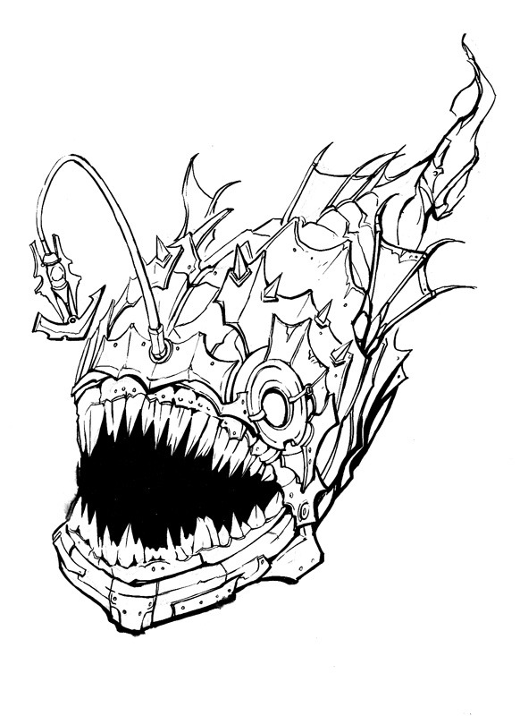 582x800 Angler Fish Coloring Page