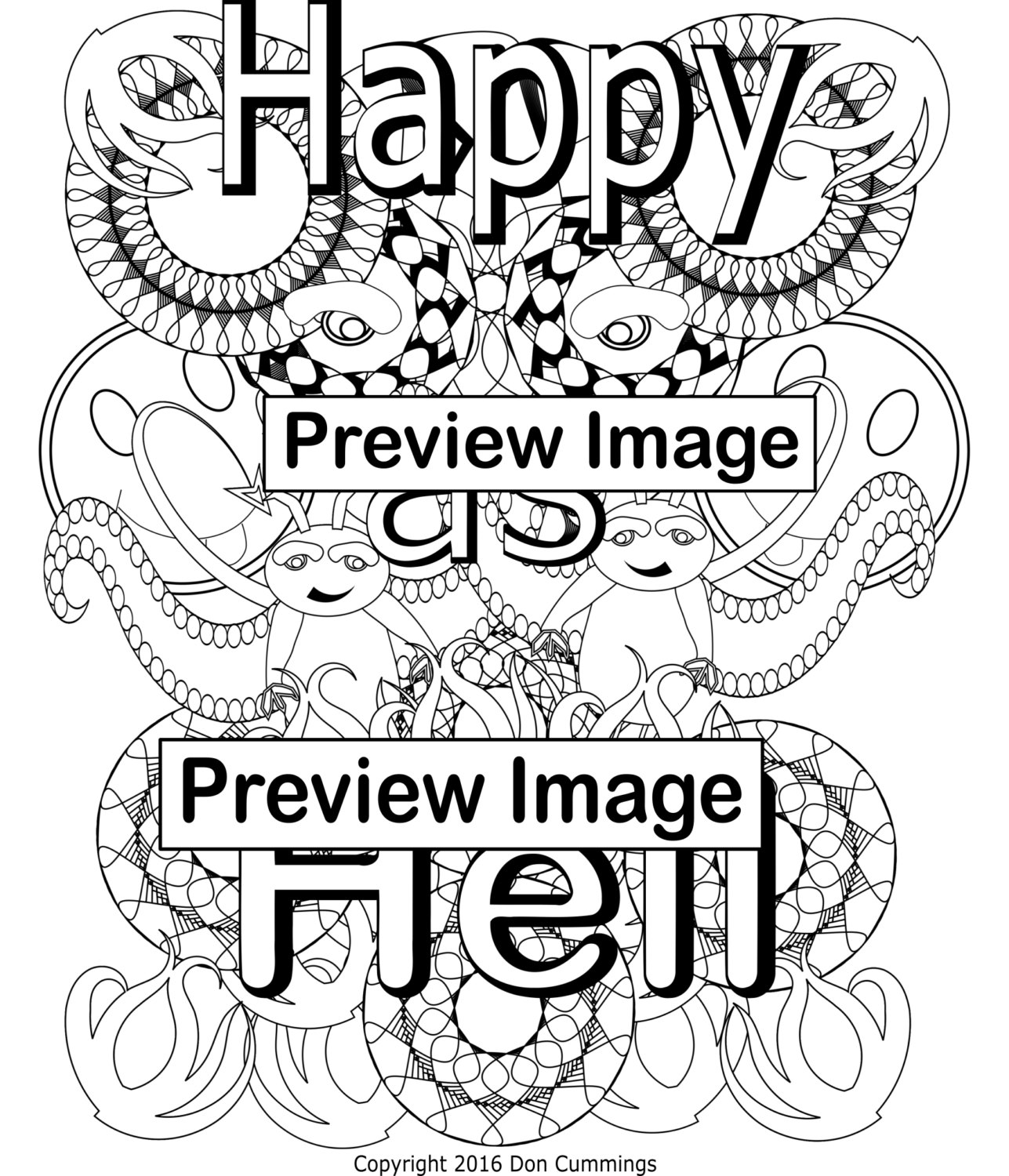 1287x1500 Happy As Hell Swear Word Adult Coloring Page Swear Word