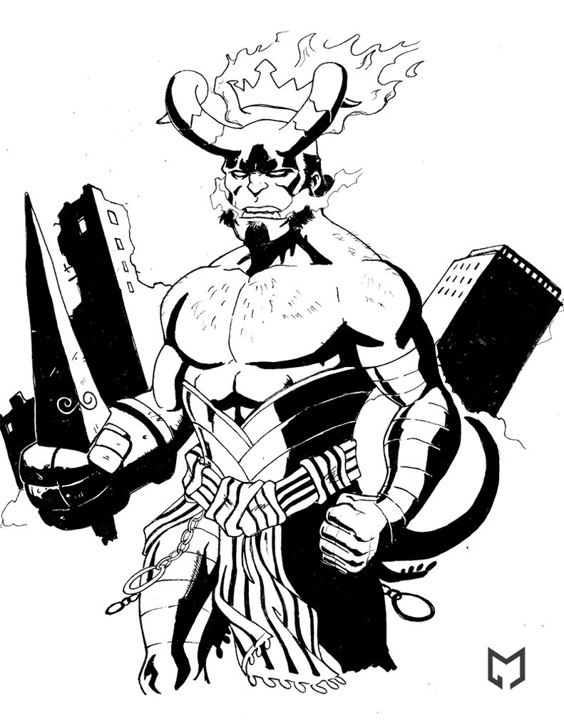 791x1010 Hellboy The Beast Bw By Mista M