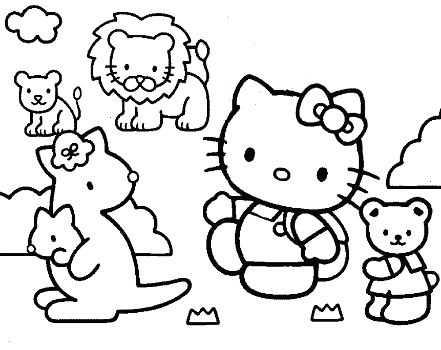 861x684 Hello Kitty And Friends Coloring Page