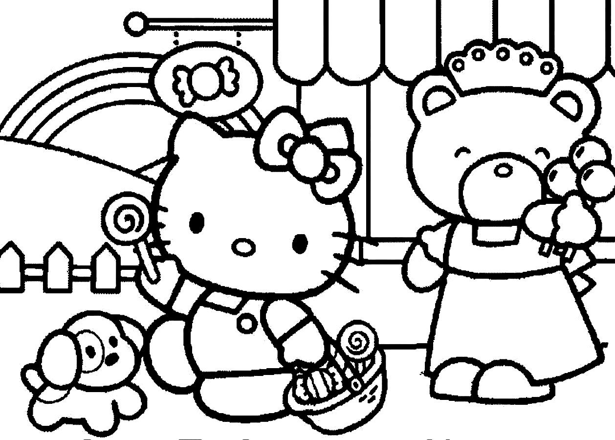 1258x900 Hello Kitty And A Lollipop Free Coloring Page Hello Kitty, Kids