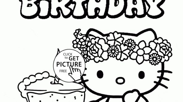 585x329 Hello Kitty Birthday Coloring Pages 97 With Hello Kitty Birthday