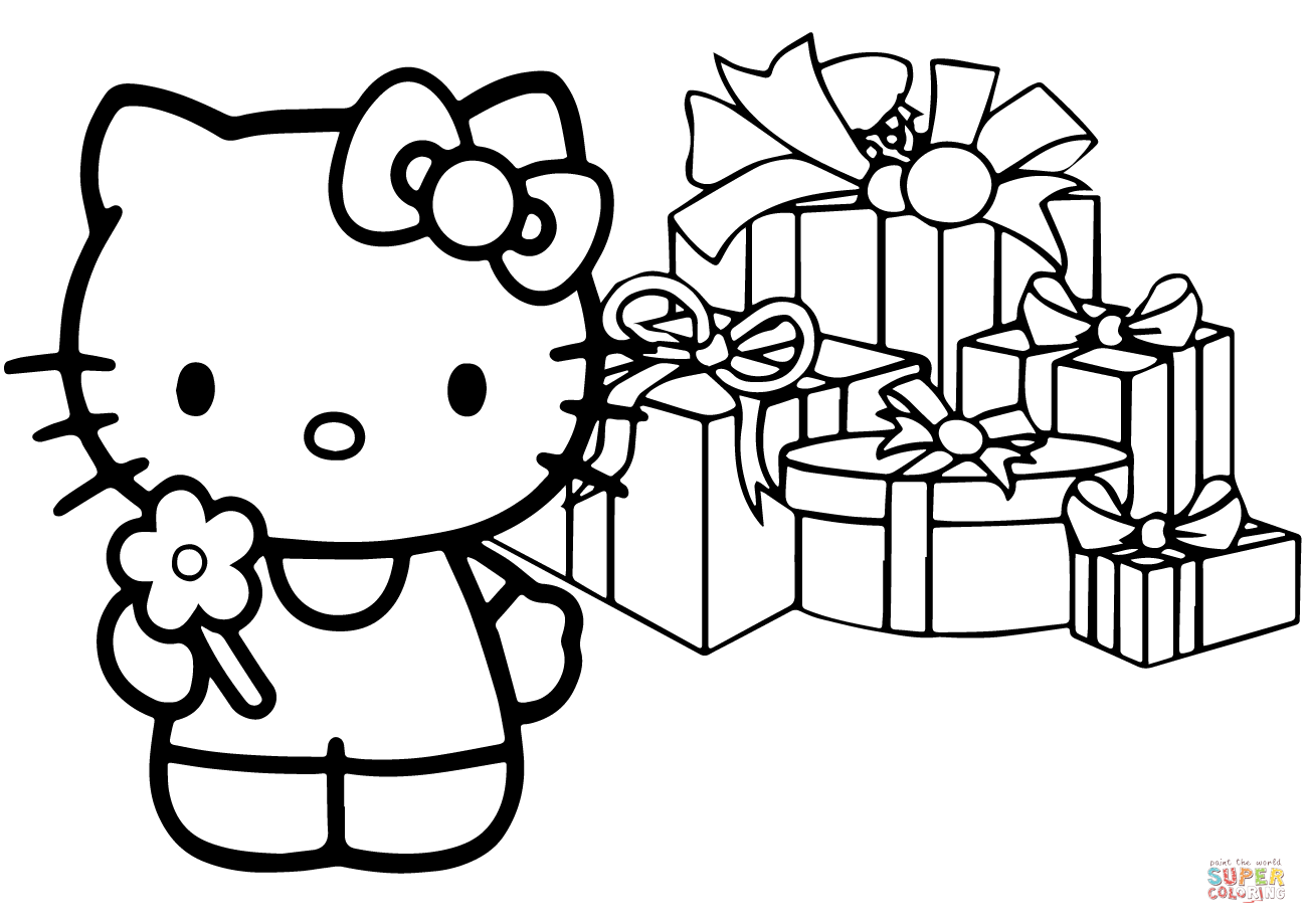 1300x919 Christmas Coloring Pages Hello Kitty Happy Page Free Printable