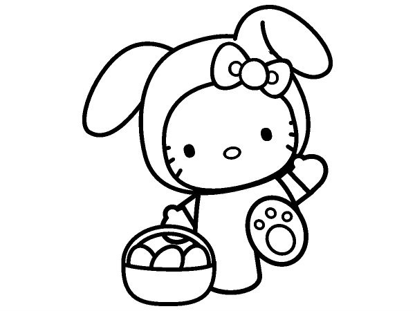 Hello Kitty Easter Coloring Pages