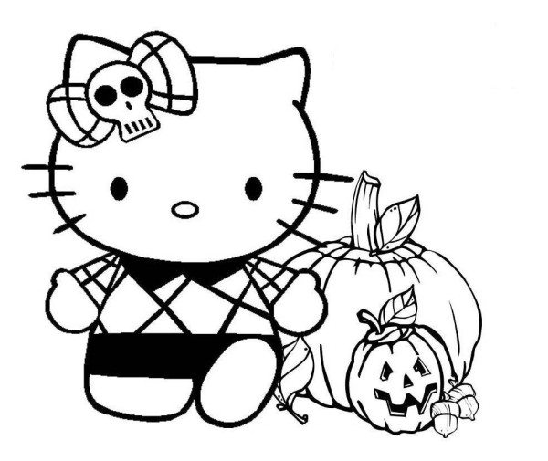 600x505 Hello Kitty Halloween Coloring Pages