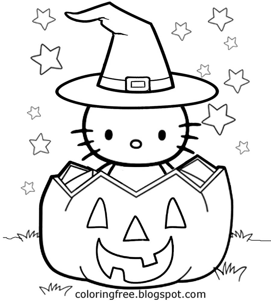 900x1000 Hello Kitty Halloween Coloring Pages Free Printable Pictures